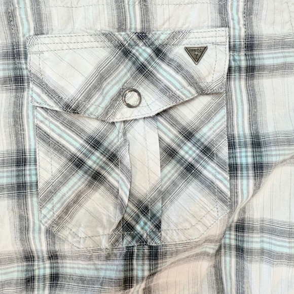 Guess Plaid Shirt Western Style Snap Button Long Sleeve XXL, Preppy, Fashion - Picture 6 of 11